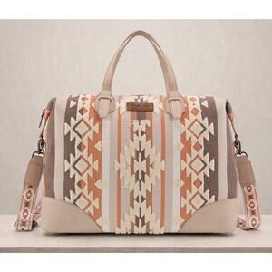 Wrangler Tan Sherpa Aztec Canvas Duffle Travel Bag *NEW w/ Tags*